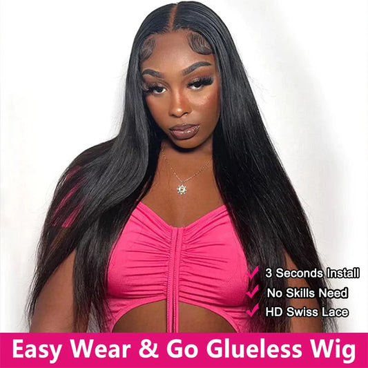 13x4 Ready to Wear and Go Lace Glueless Wigs Transparent Straight Pre Cut Lace Front Human Hair Wigs 4X4 Closure Wig Pre Plucked