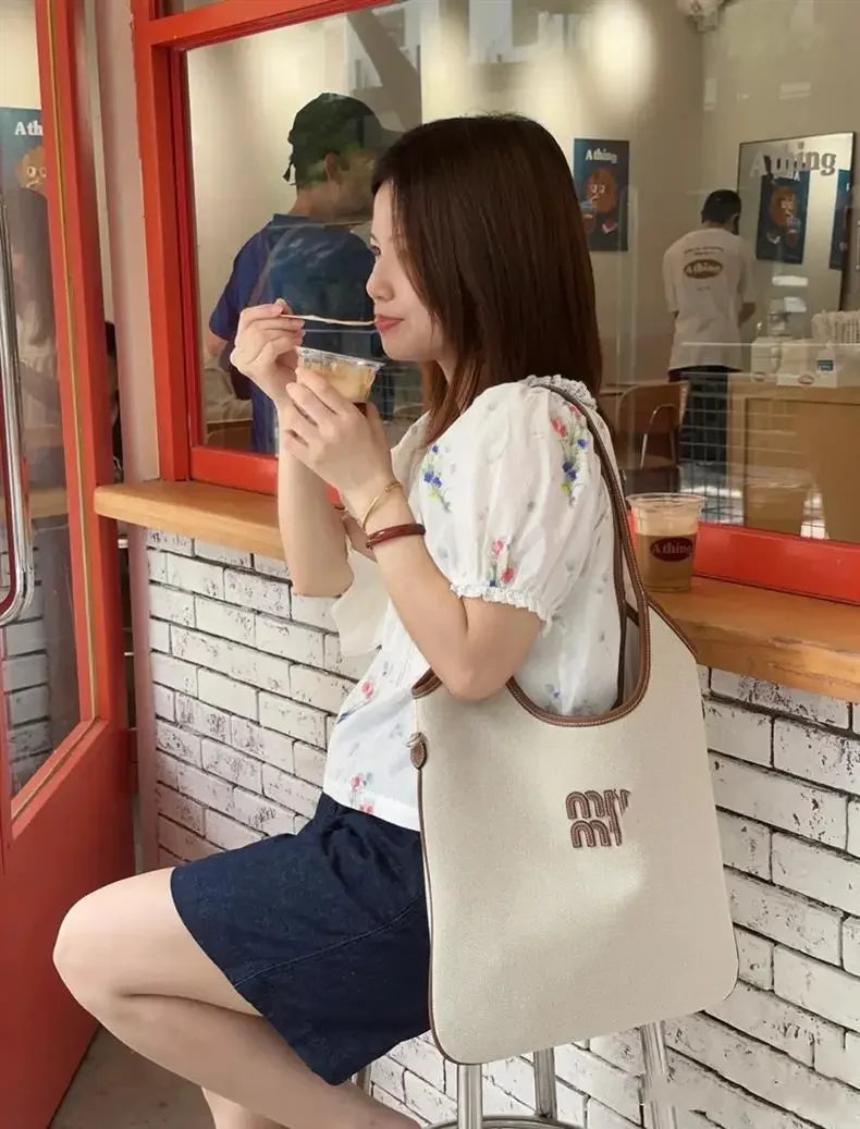 Canva Women's Cross-Border New Style Shoulder Bag HOBO Large Capacity Tote Bag Handheld Diagonal Bags College Style Bags