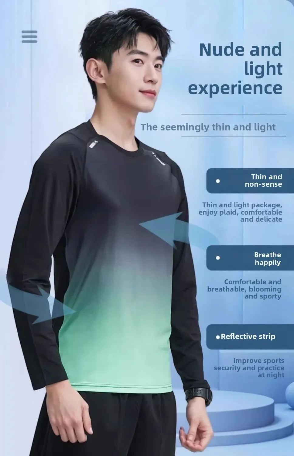 Quick Dry Ice Silk Men's T-Shirt Thin Sport Long Sleeve Loose Fitness Training Running Clothes New Style Summer Breathable Top