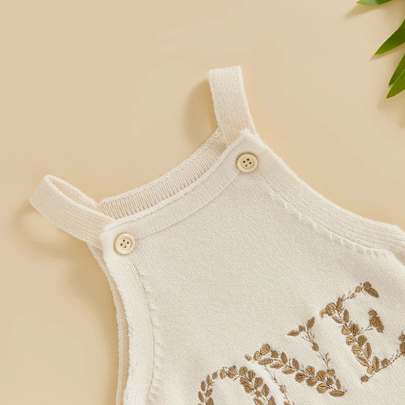 Baby Boy Girl Birthday Knitted Embroidery One Two Letter Romper Jumpsuit Cake Smash Outfit Newborn Clothes