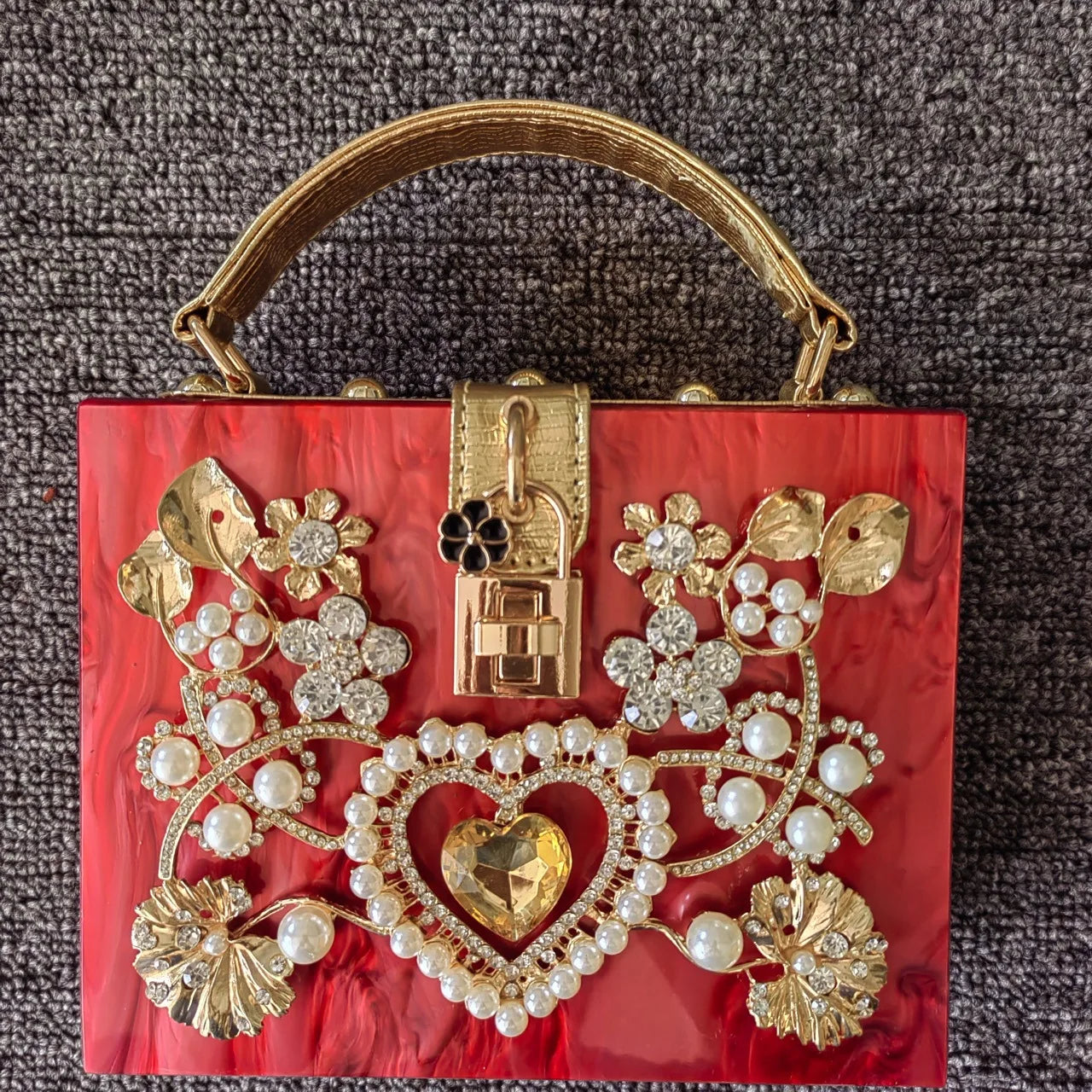 Girl Bling Sequined Women Metal Pearl White Clutch Bags Ladies Handbags With Heart Party Cocktail Evening Purse Bag Pink Handbag