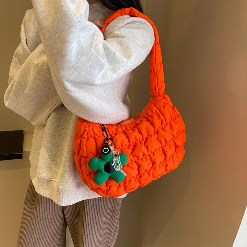Women's Bag Korean Version Sweet Girly Style Shoulder Bag Fashion Casual Bubble Dumpling Bag Fold Cloud Bag Fashion Exquisite