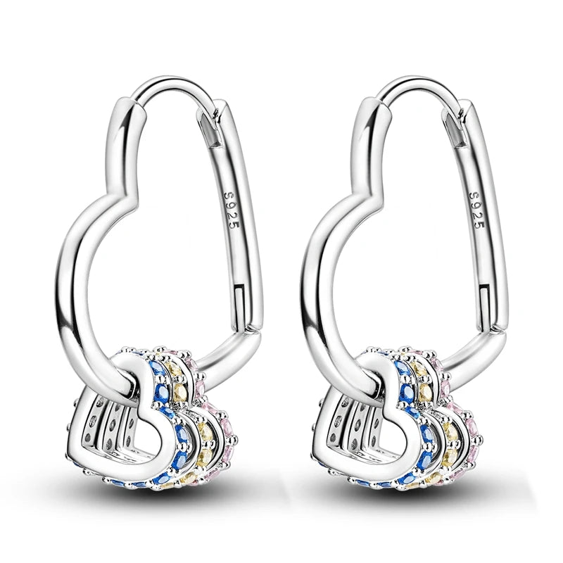 2025 New 925 Sterling Silver Hoop Earrings Flowers Zircon Drop Earrings Stud For Woman Fine Birthday Wedding Party Jewelry Gifts