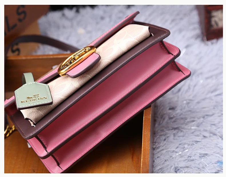 Light luxury women's bag 2025 new high-end color contrast single shoulder underarm bag designer fashionable crossbody small squa