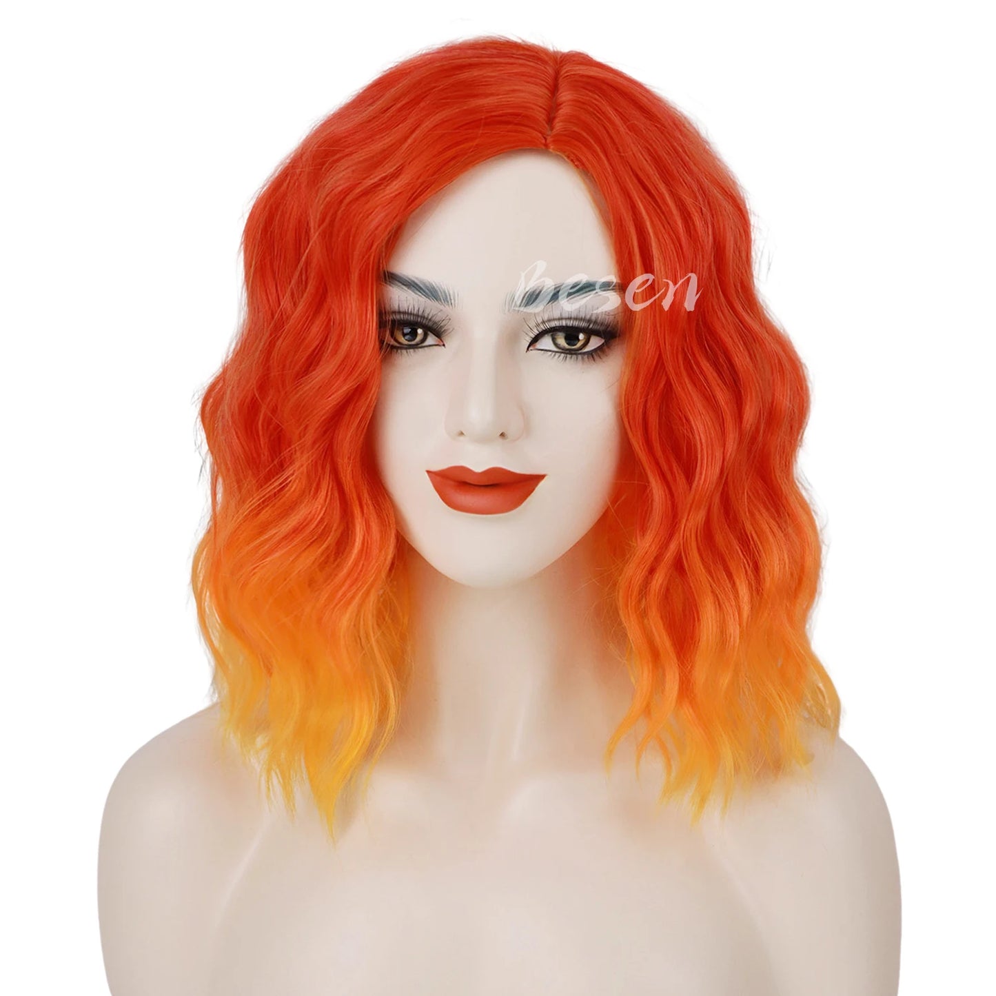 Synthetic Green Ombre Wig for Women Short Curly Wavy Green Bob Wigs Cosplay Halloween Wigs Heat Resistant Bob Party Wig