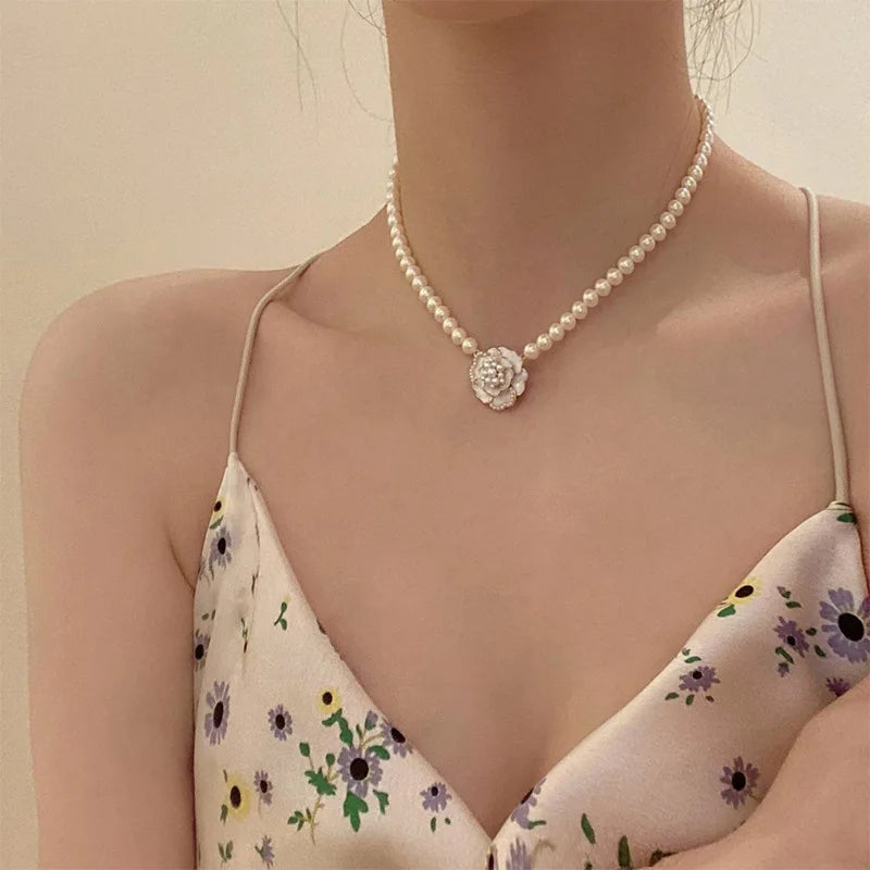 2025 New Women's Pearl Necklace Kpop Gold Color Beads Pendant Necklaces Goth Double Layer Chain Choker for Women Fashion Jewelry