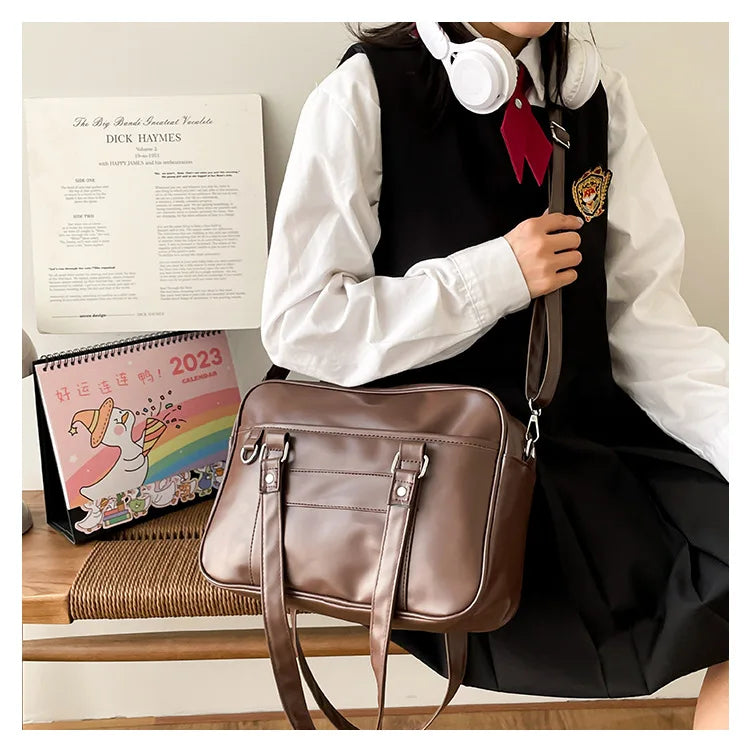 Japanese Style JK Bag Women High School Student Uniform Bag PU Leather Shoulder Bag Women Simple Handbags Crossbody Bags Itabag