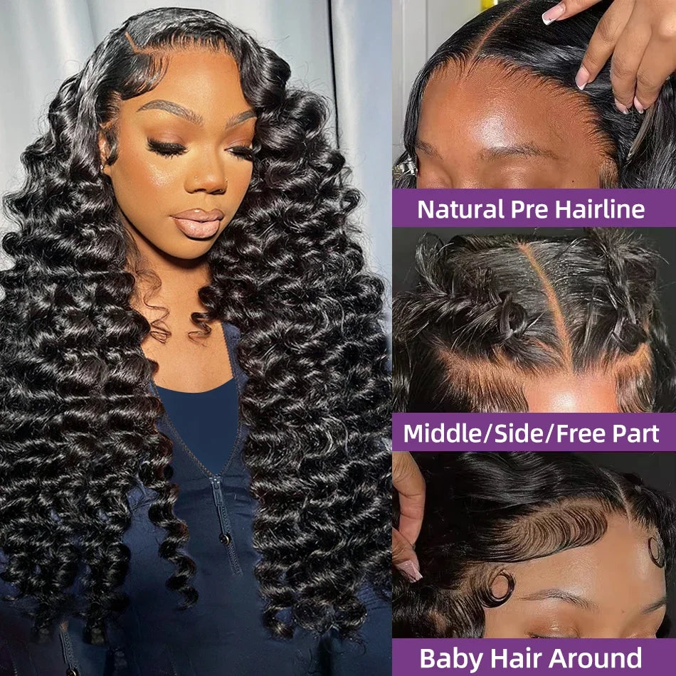 Luvin Loose Wave 13x6 HD Lace Frontal Wigs Loose Waves Wig Human Hair Brazilian Loose Deep Wave Curly Wigs Human Hair For Women