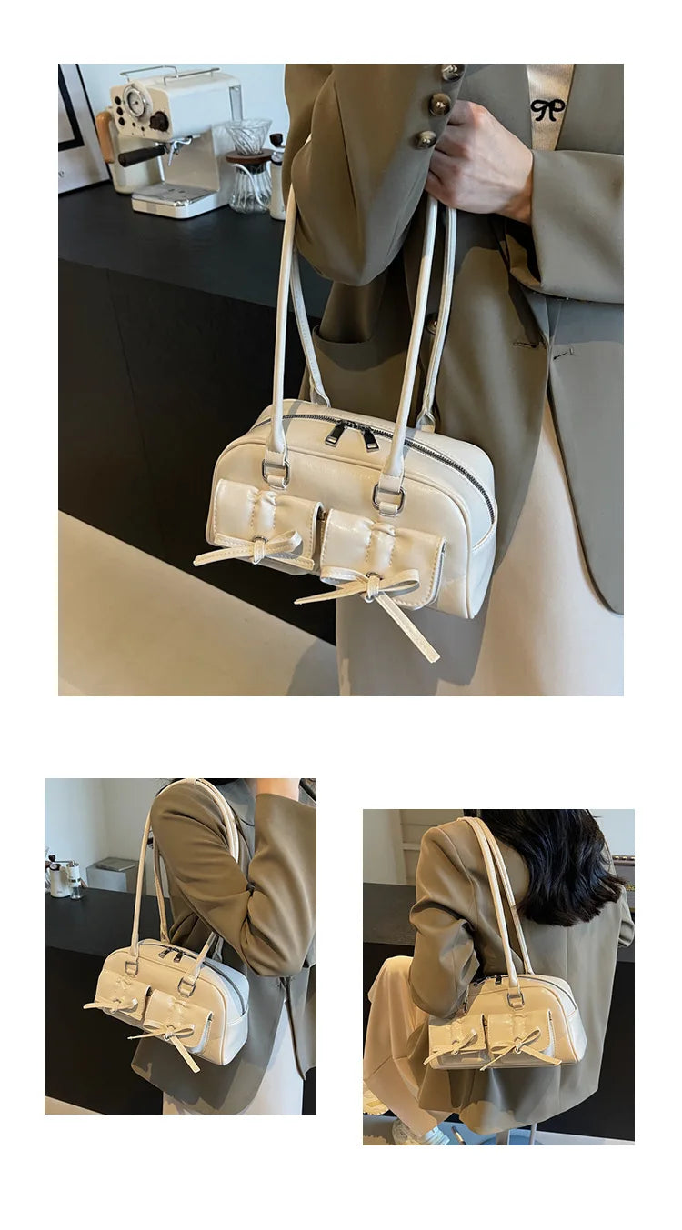 Vintage Women Business Shoulder Bags Simple Ladies Commute Tote Bag Pu Leather Female Underarm Bag Burgundy Large Handbags Purse