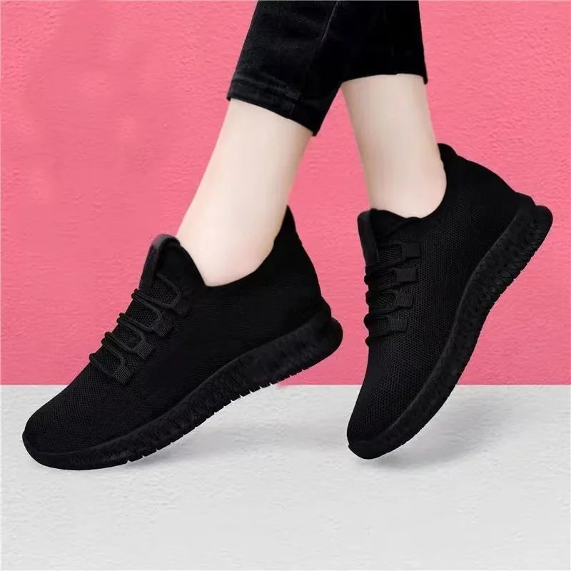 Women's Breathable Non-slip Platform Fashion New Casual Shoes Korean Running Shoes Black Sneakers Shoes for Women 2024 Autumn