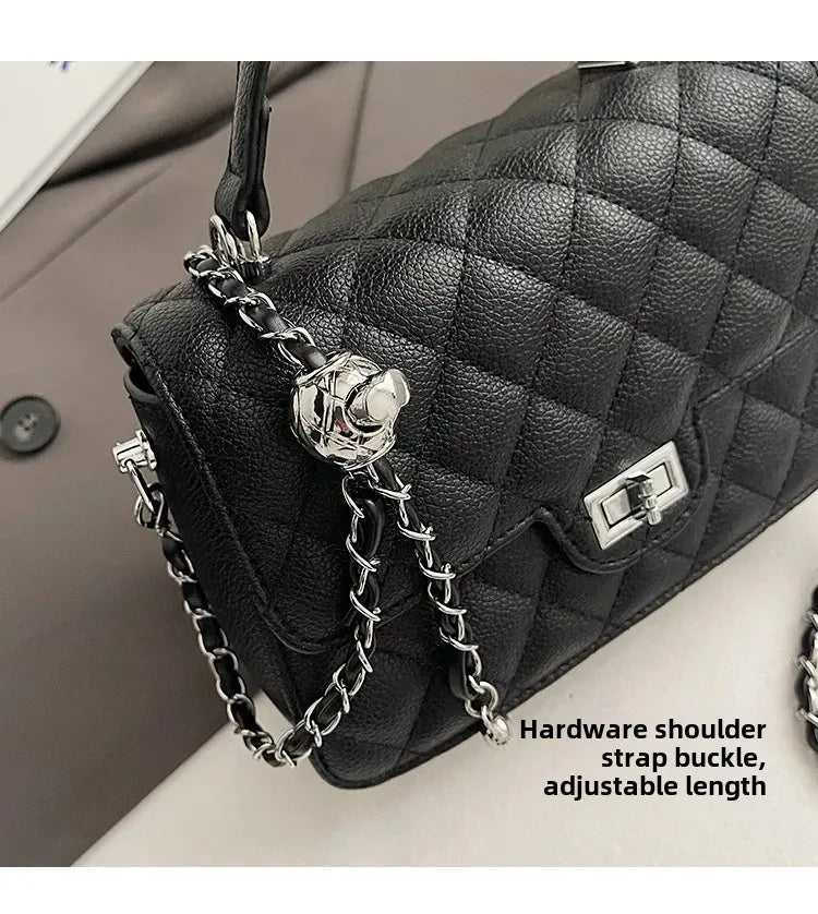 Small Square Lattice Chain Crossbody Bag Women's Shoulder Handbag Simple Handheld Underarm Bag Hot Sale Of The Season New Versat
