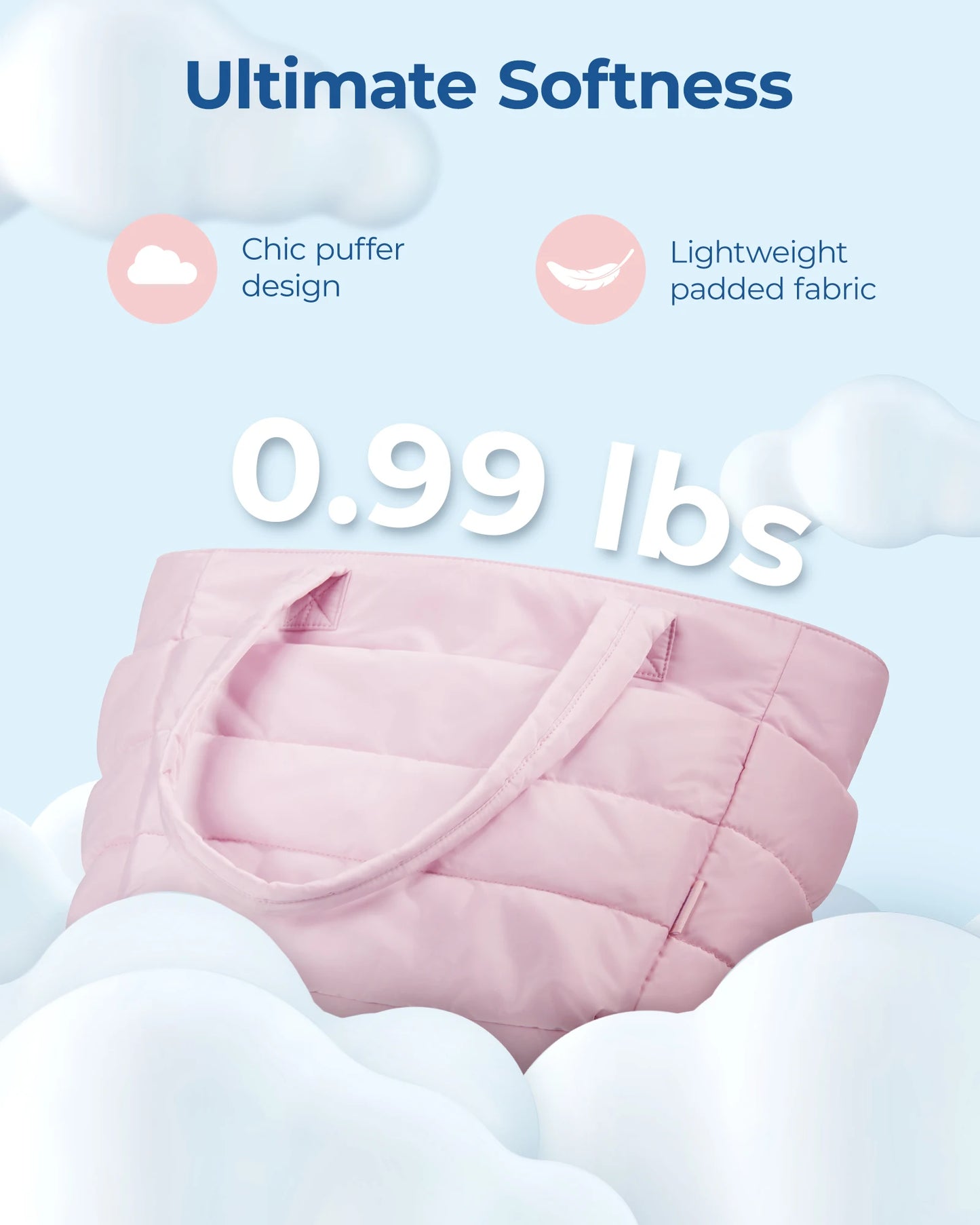 BAGSMART Women's Bag Solid Color Tote Bag Commuting College Padded Shoulder Bag Leisure Simple Female Handbags for Travel