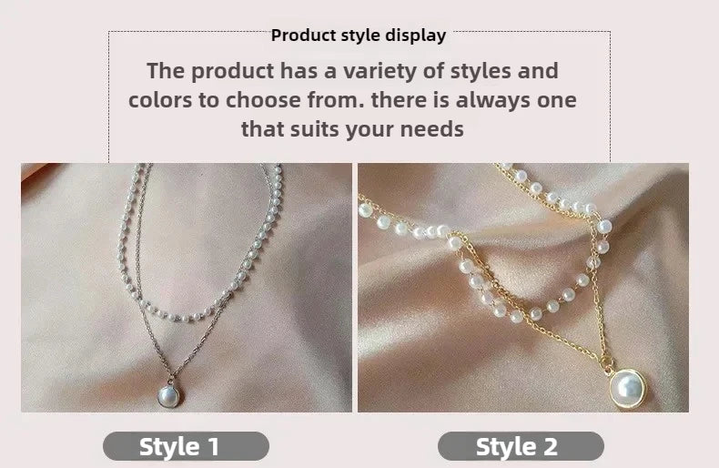 2025 New Women's Pearl Necklace Kpop Gold Color Beads Pendant Necklaces Goth Double Layer Chain Choker for Women Fashion Jewelry