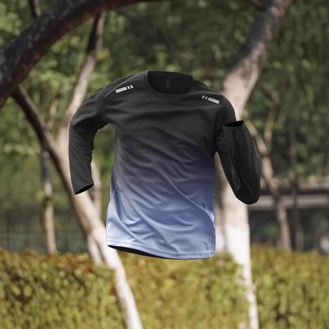 Quick Dry Ice Silk Men's T-Shirt Thin Sport Long Sleeve Loose Fitness Training Running Clothes New Style Summer Breathable Top