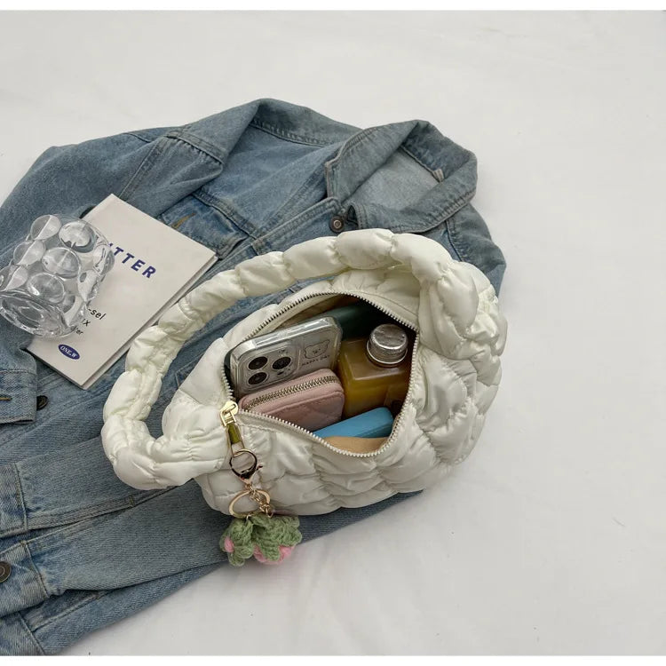 Women's Bag Korean Version Sweet Girly Style Shoulder Bag Fashion Casual Bubble Dumpling Bag Fold Cloud Bag Fashion Exquisite