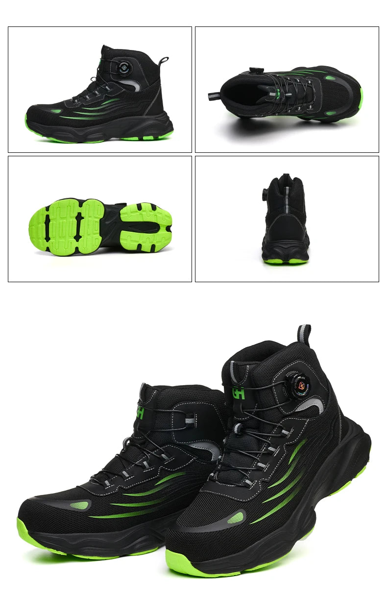 High Top Work Safety Boots Men Steel Toe Cap Work Shoes Rotating Button Indestructible Sneakers Protection Men Safety Shoes