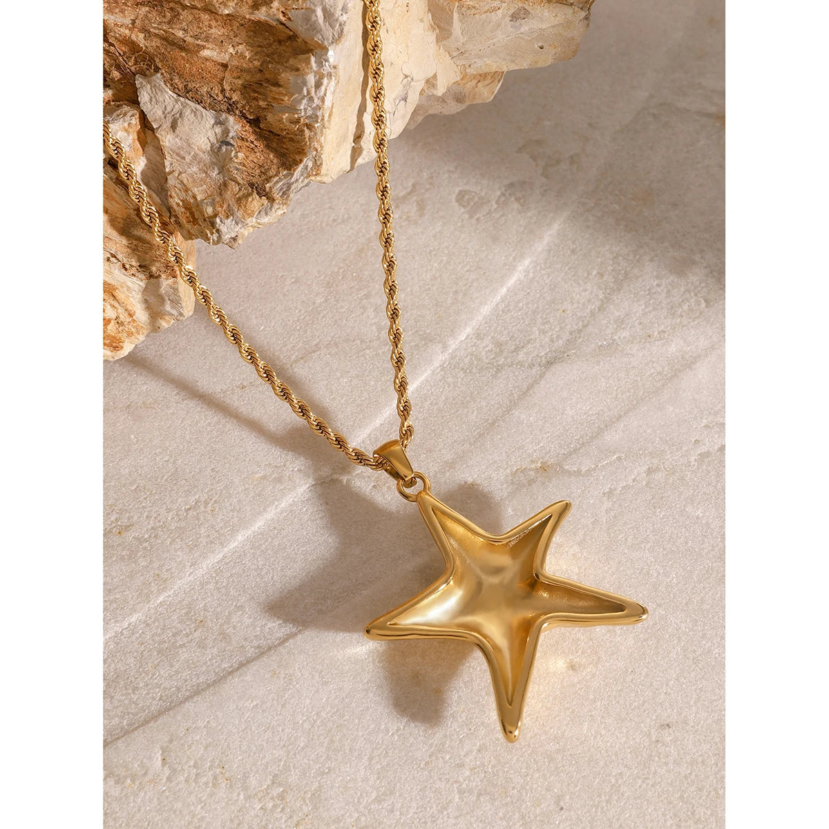 Youthway Threaded Starfish Stainless Steel  Pendant Necklace 18K Gold Plated Waterproof Fashion Jewelry New For Women Men