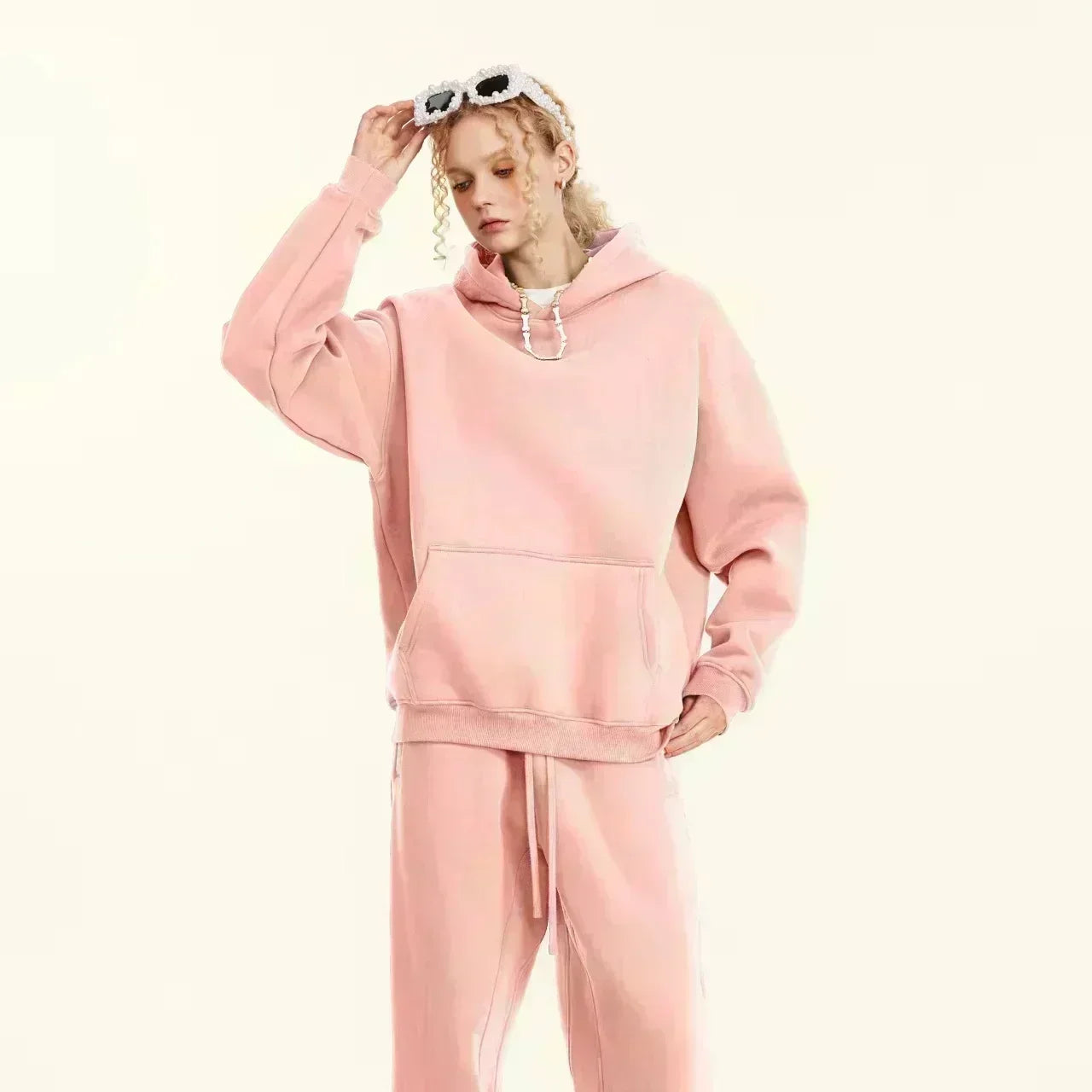 Y2K Man Clothing Daily Casual Fashion Personality Long Sleeve Hooded Advanced Classic Popular Solid Pattern Female Pullover