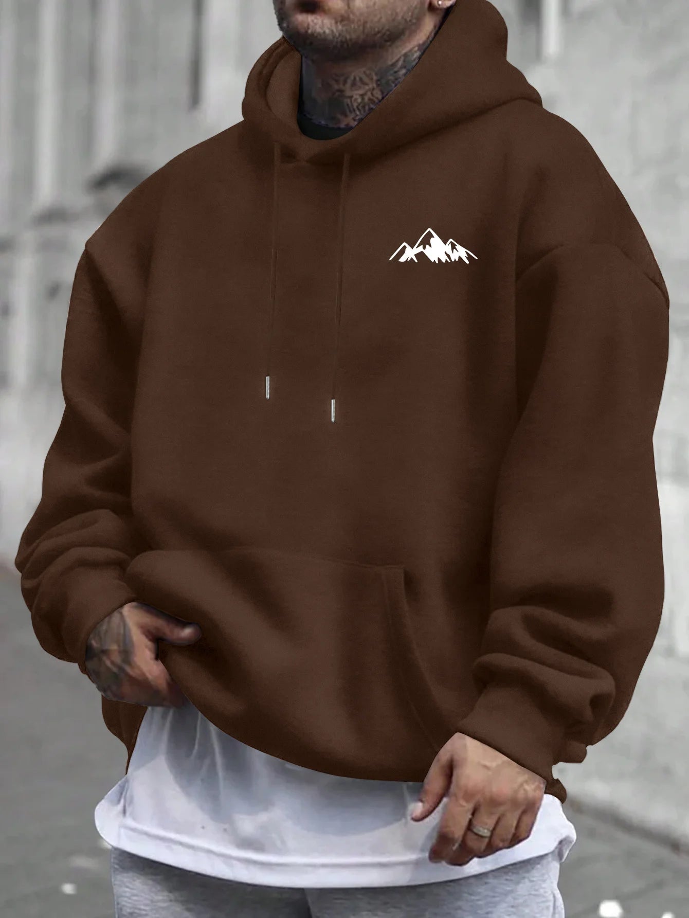 Men'S Casual Pink Hoodie with Fleece Lining Stylish Graphic Long Sleeve Regular Fit Casual Wear Hoodie Front Blend Hoodie