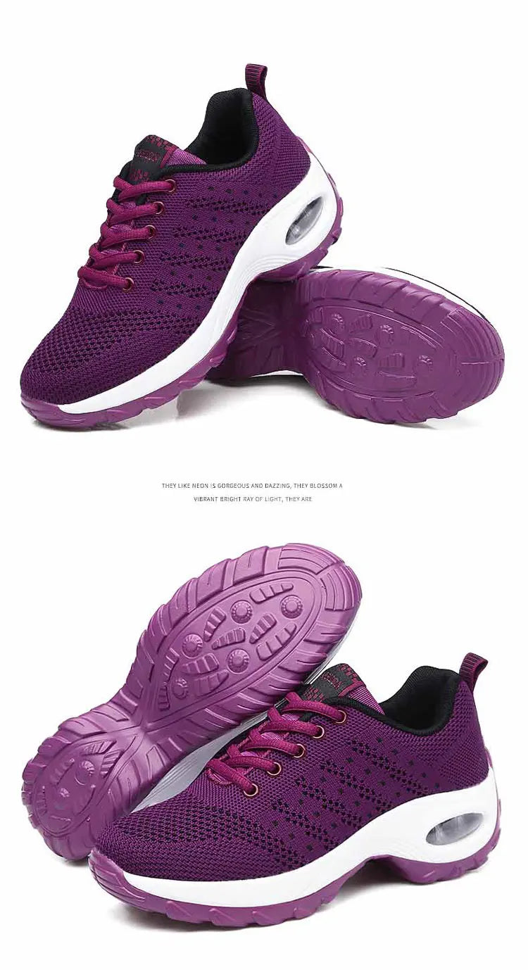 New Running Shoes Ladies Breathable Sneakers Summer Light Mesh Air Cushion Women's Sports Shoes Outdoor Lace Up Training Shoes