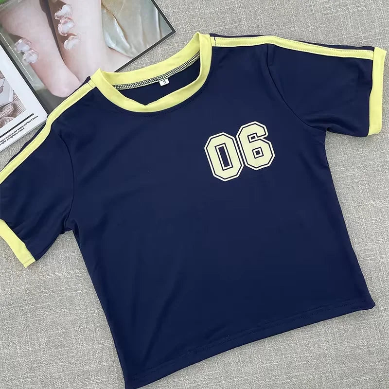 Retro Graphic Crop Top White Short Sleeve O Neck Casual T Shirt for Women y2k Aesthetic Vintage Basic Tees Ladies Clothes