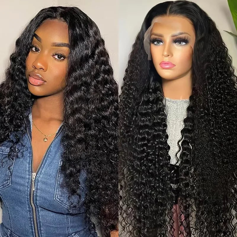 250% 36 Inch Hd Curly Glueless Wigs Ready To Wear 5x5 Lace Closure Wigs Hd Transparent Lace Front Human Hair Wigs Bleached Knots