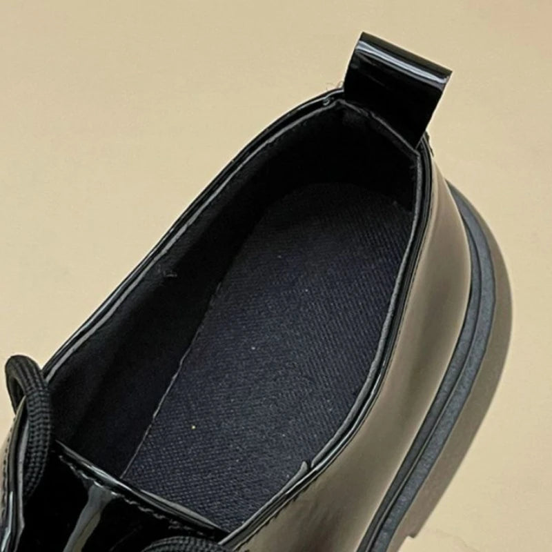 Women's Shoes Platform Flats Autumn Black Loafers Fashion Comfortable Leather Shoes Lace-up Outdoor Casual Oxfords Zapatos Mujer