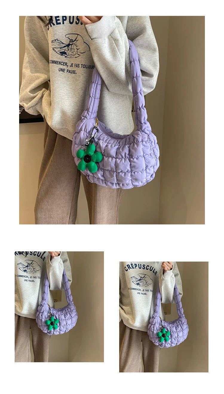 Women's Bag Korean Version Sweet Girly Style Shoulder Bag Fashion Casual Bubble Dumpling Bag Fold Cloud Bag Fashion Exquisite