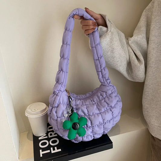 Women's Bag Korean Version Sweet Girly Style Shoulder Bag Fashion Casual Bubble Dumpling Bag Fold Cloud Bag Fashion Exquisite