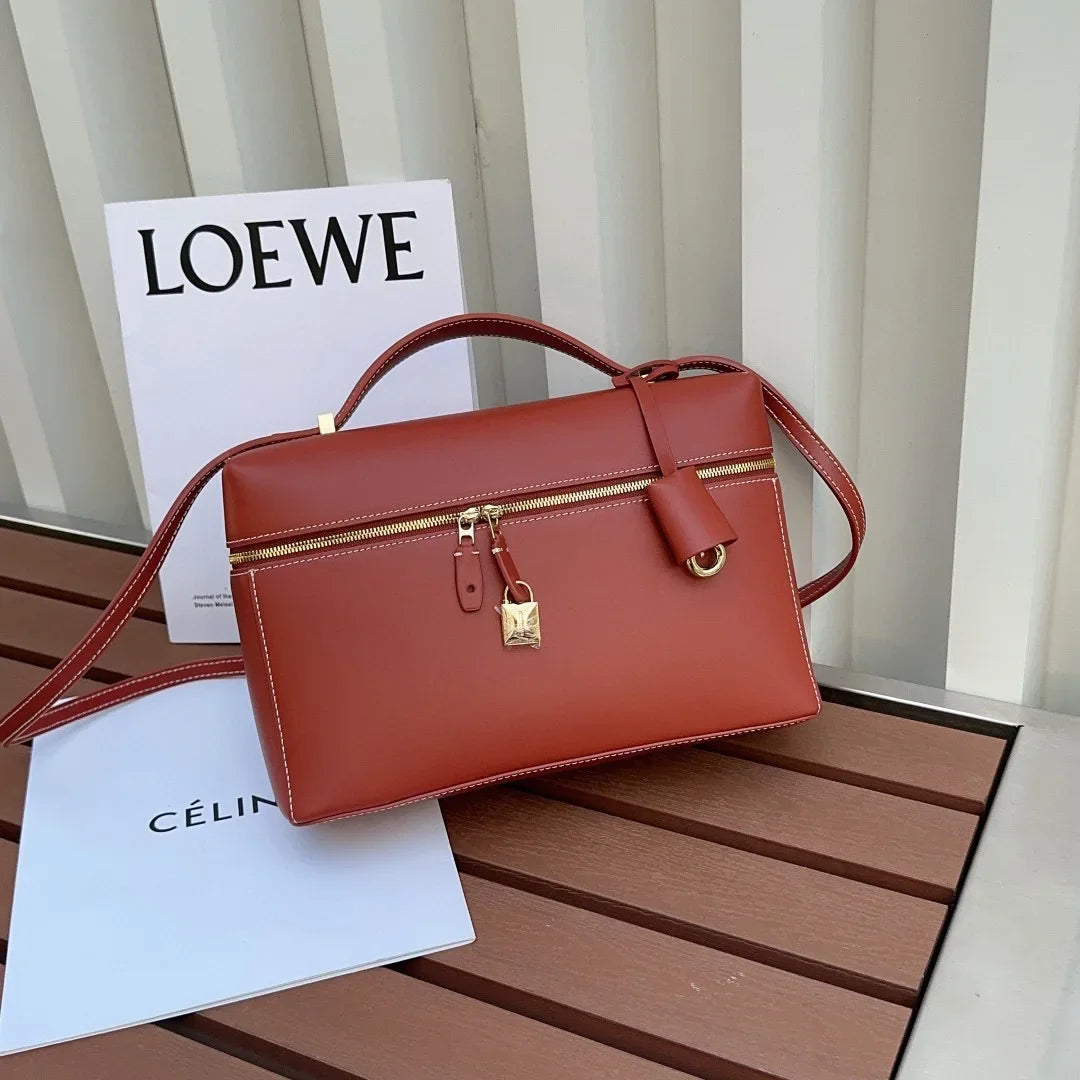 Lp27vintagecow Leather Extra Bag Casual Large Capacity Handbag Single Strap Soft Shape Autumn New Release Box Bag