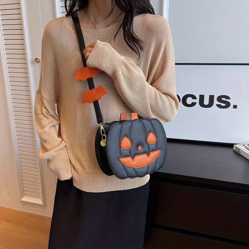Enchanting Halloween Pumpkin  Bag  Devilish Style with Ghost Skull Accent  Fashion Purse for Women & Girls