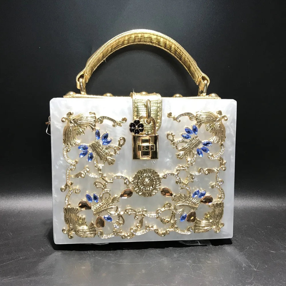 Girl Bling Sequined Women Metal Pearl White Clutch Bags Ladies Handbags With Heart Party Cocktail Evening Purse Bag Pink Handbag