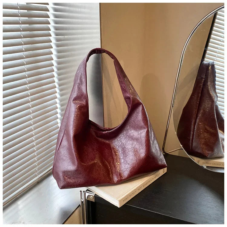 Large Capacity PU Leather Hobo Underarm Bags Autumn Winter Shoulder Bag for Women 2025 New Trend Y2K Handbags and Purses Tote