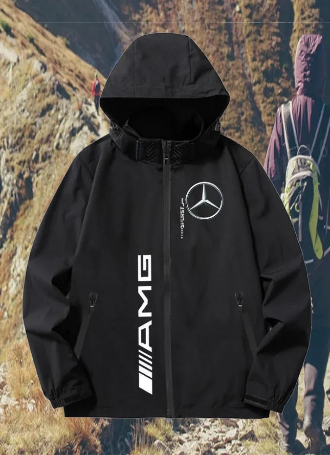 Mercedes-benz UPF100 + Men's autumn windbreaker with pocket zipper, sun protection jacket, UV ultra-light breathable fabric