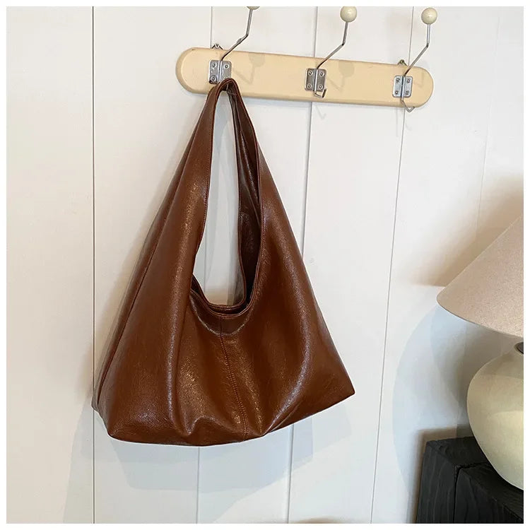 Large Capacity PU Leather Hobo Underarm Bags Autumn Winter Shoulder Bag for Women 2025 New Trend Y2K Handbags and Purses Tote