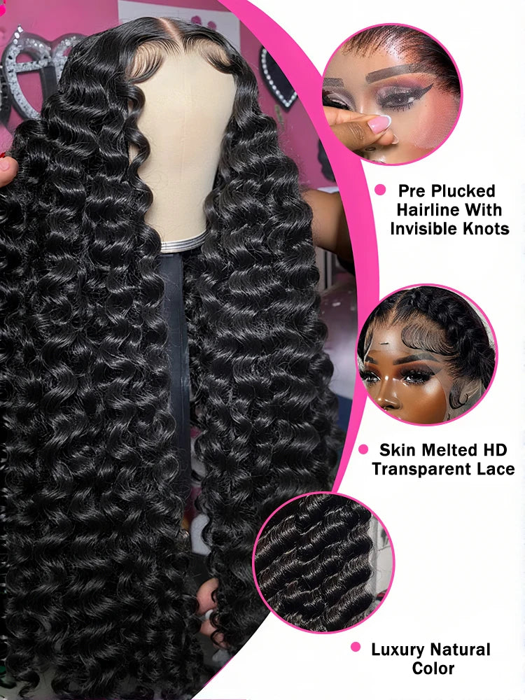 Luvin Loose Wave 13x6 HD Lace Frontal Wigs Loose Waves Wig Human Hair Brazilian Loose Deep Wave Curly Wigs Human Hair For Women