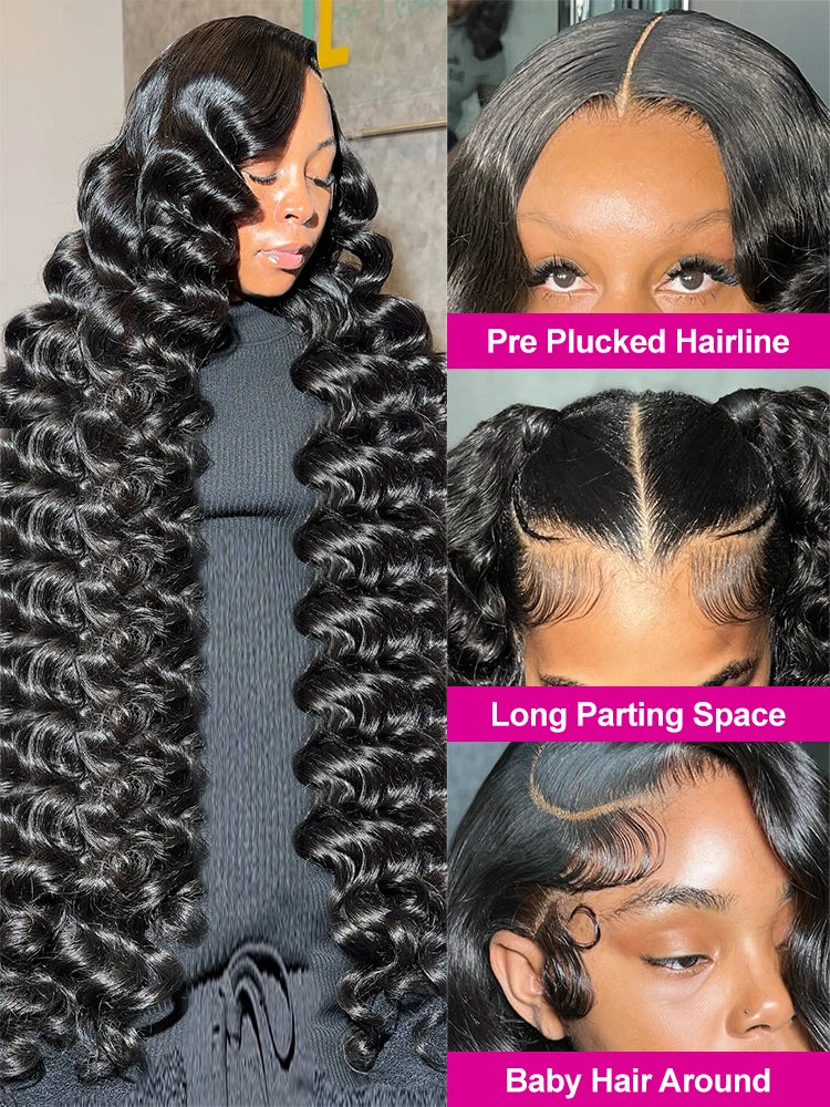 Luvin Loose Wave 13x6 HD Lace Frontal Wigs Loose Waves Wig Human Hair Brazilian Loose Deep Wave Curly Wigs Human Hair For Women