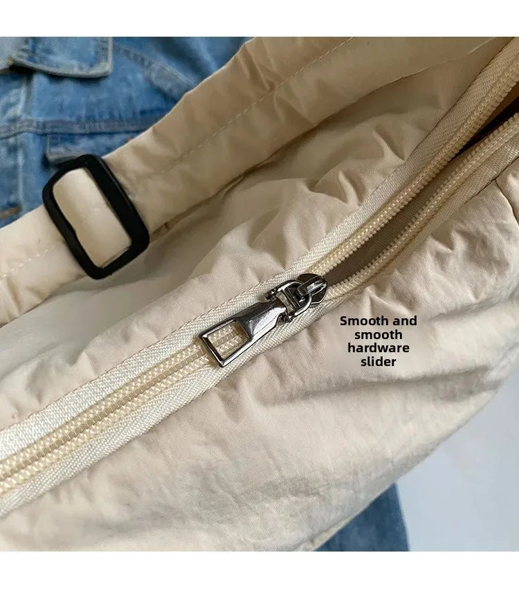 Trendy Women's Soft Cloth Shoulder Bag Solid Color Student 2025 Spring Y2k Casual Style Big Handbags Crossbody Bags for Women