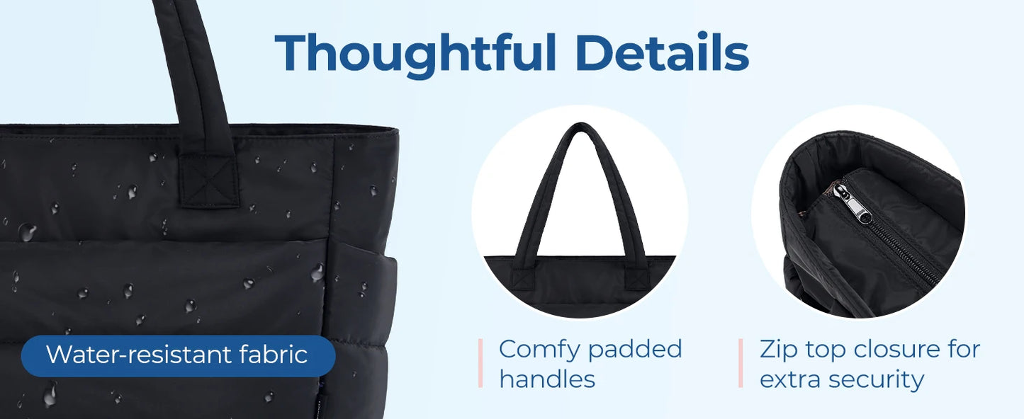 BAGSMART Women's Bag Solid Color Tote Bag Commuting College Padded Shoulder Bag Leisure Simple Female Handbags for Travel