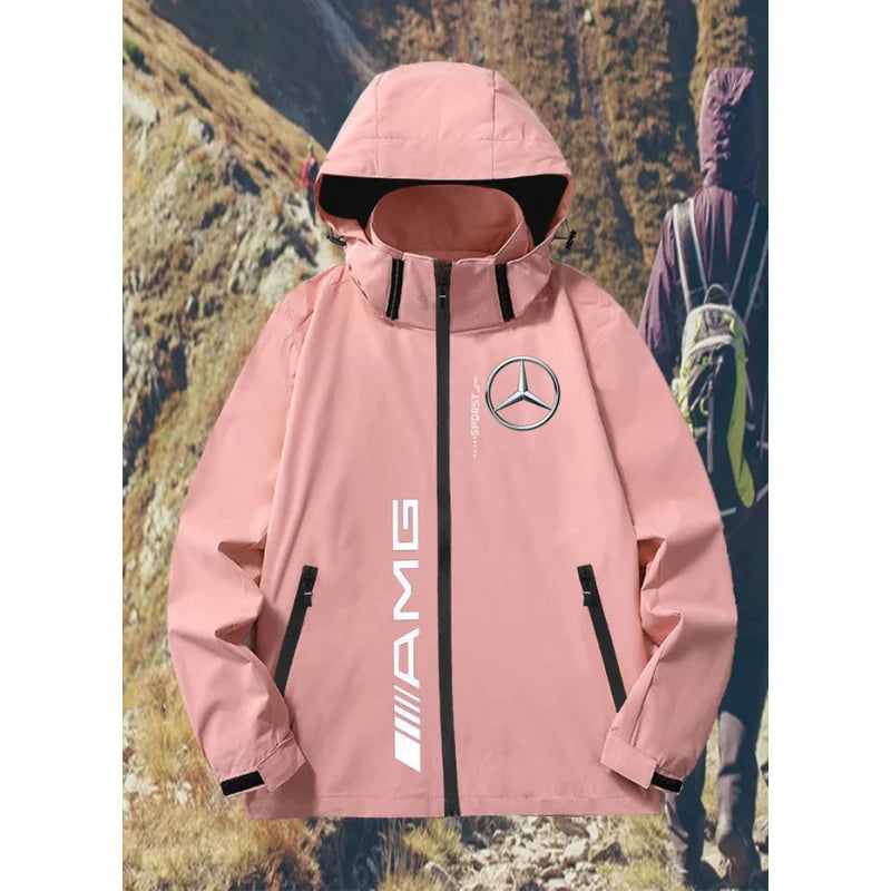 Mercedes-benz UPF100 + Men's autumn windbreaker with pocket zipper, sun protection jacket, UV ultra-light breathable fabric