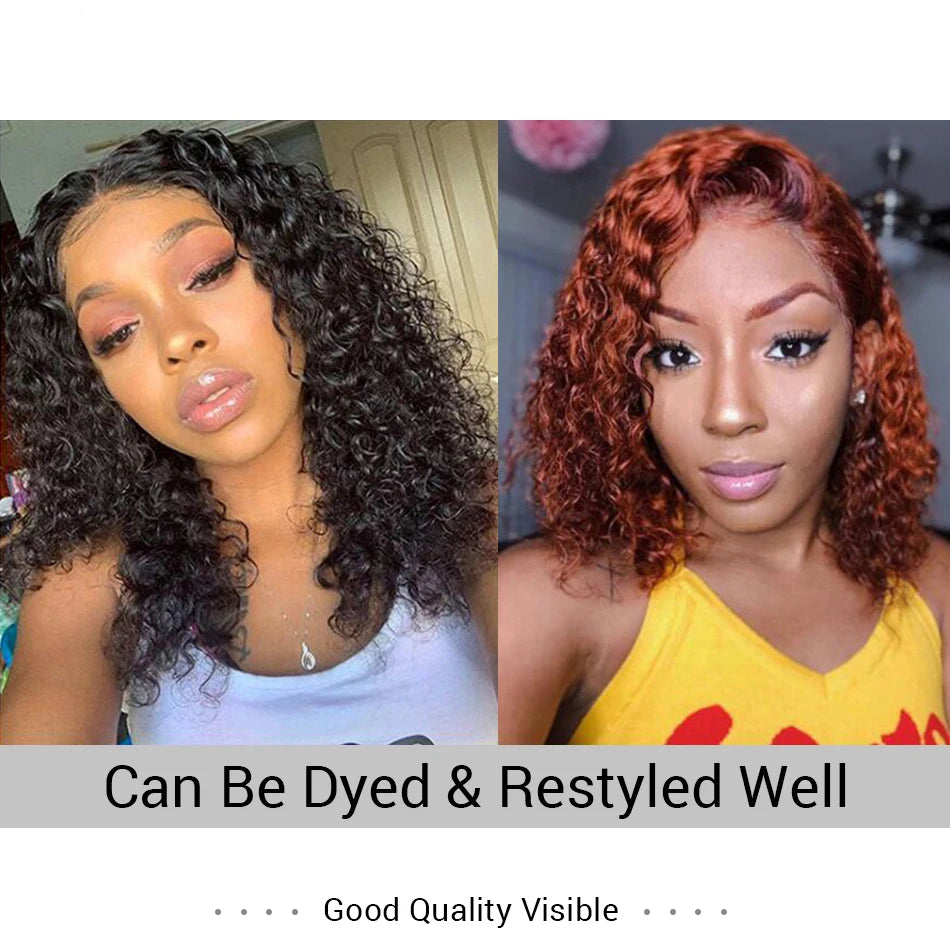 Ready To Wear Glueless Wigs Kinky Straight 13x4 Lace Front Human Hair Wig Short Bob Wigs HD Transparent Yaki Straight Wig 180%