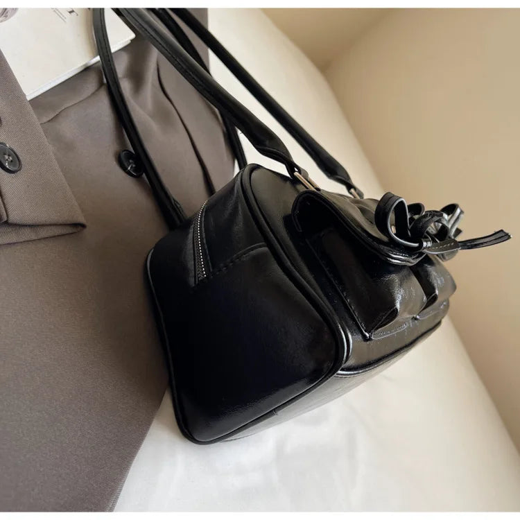 Vintage Women Business Shoulder Bags Simple Ladies Commute Tote Bag Pu Leather Female Underarm Bag Burgundy Large Handbags Purse