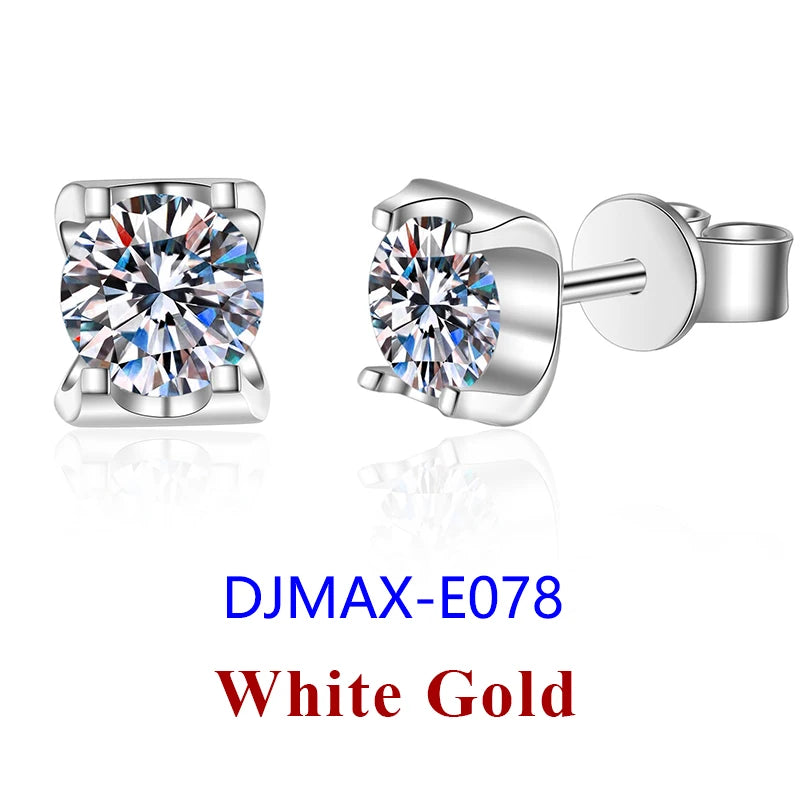 DJMAX 0.5-2ct Moissanite Diamond Stud Earrings for Women Original 925 Sterling Silver Lady's Moissanite Earring New 2025