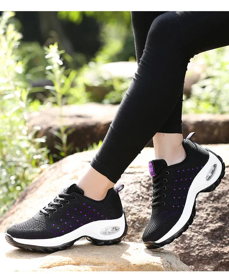 New Running Shoes Ladies Breathable Sneakers Summer Light Mesh Air Cushion Women's Sports Shoes Outdoor Lace Up Training Shoes