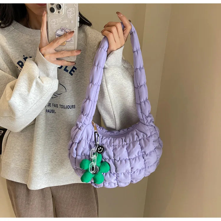 Women's Bag Korean Version Sweet Girly Style Shoulder Bag Fashion Casual Bubble Dumpling Bag Fold Cloud Bag Fashion Exquisite