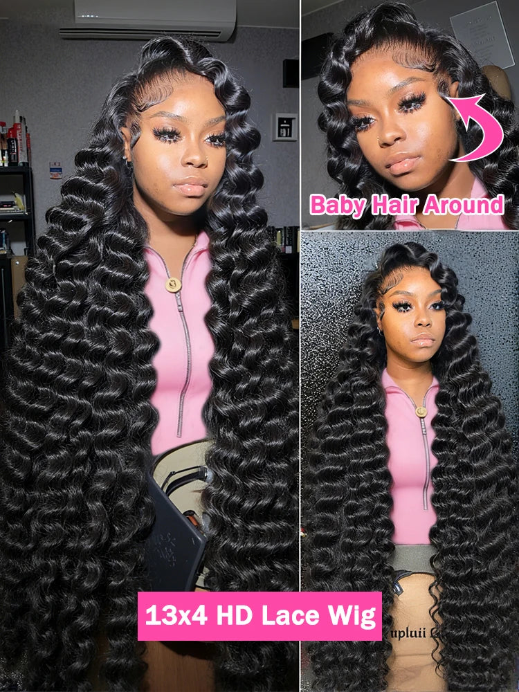 Luvin Loose Wave 13x6 HD Lace Frontal Wigs Loose Waves Wig Human Hair Brazilian Loose Deep Wave Curly Wigs Human Hair For Women