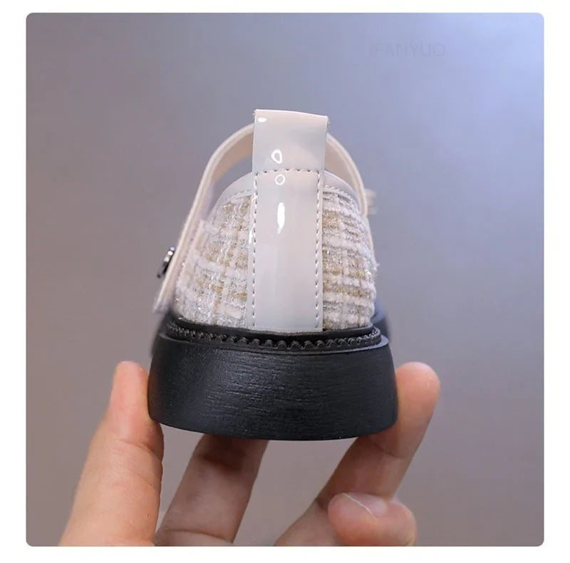 Spring Autumn Children's Leather Shoes with Bowknot Versatile Girls Fashion Mary Jane Shoes Causal Patchwork Kids Princess Shoes