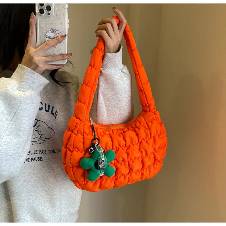 Women's Bag Korean Version Sweet Girly Style Shoulder Bag Fashion Casual Bubble Dumpling Bag Fold Cloud Bag Fashion Exquisite