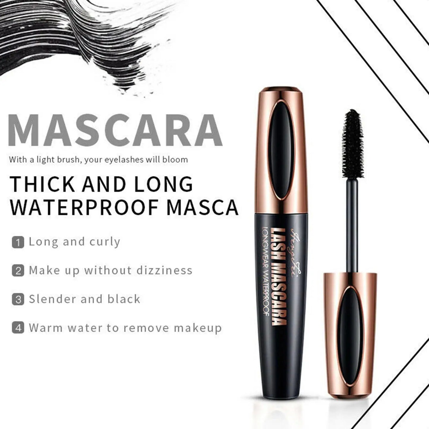 4D Silk Fiber Lash Curling Mascara Waterproof Mascara For Eyelash Extension Black Thick Eye Lashes Makeup Cosmetics