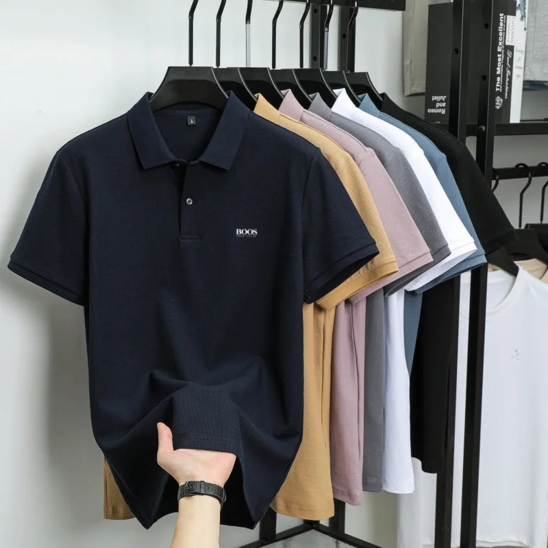 100% pure cotton high-end brand men's short sleeve polo shirt summer fashion hot selling BOSS embroidery golf top casual T-shirt